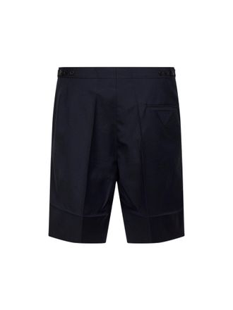 Prada Mens Blue Wool And Mohair Tailored Bermuda Shorts Virgin