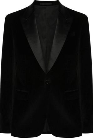 AllSaints Lyra flocked blazer - men - Cotton/Polyester/Recycled Polyester - 30 - Black