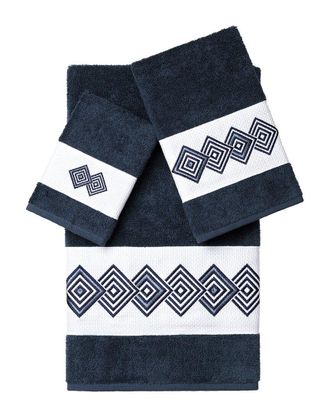 Linum Home Textiles 100% Turkish Cotton Noah 3Pc Embellished Towel Set
