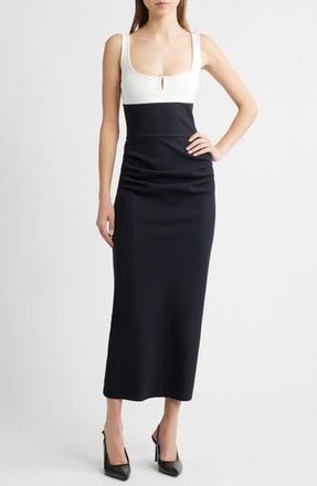La Petite Robe Di Chiara Boni Shohey Bic Colorblock Midi Dress in Black/White at Nordstrom Rack, Size 14 Us / 50 It