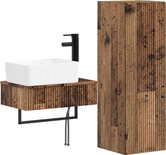 vidaXL Juego De Muebles De Ba&ntilde;o 2 Uds. Madera Envejecida Vidaxl