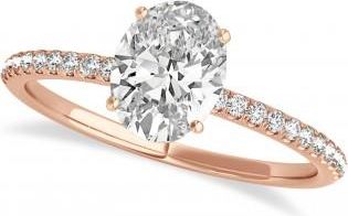 Allurez Lab Grown Diamond Accented Oval Shape Engagement Ring 14k Rose Gold (3.00ct)