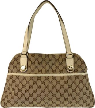 Gucci Beige Gg Canvas & Leather Tote (Authentic Pre-Loved)