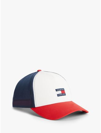 Tommy Hilfiger Mens Tommy Jeans Badge Logo Trucker Cap - White