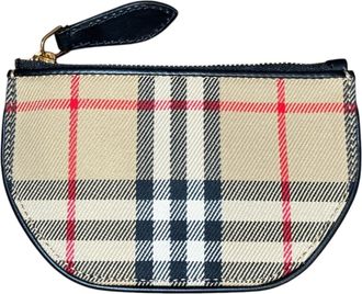 Burberry Brown Canvas Leather Coin Purse/Coin Case (Pre-Owned)
