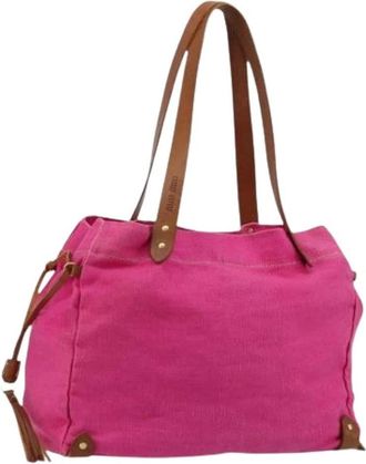 Miu Miu Pre-owned Shoulder Bags, female, Pink, Size: ONE SIZE Pre-owned Canvas Tote Bag