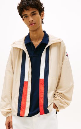 Tommy Jeans Windbreaker TOMMY JEANS CHICAGO FLAG, Herren, Gr. XXL, wei&szlig; clay, Web, Obermaterial: 100% Polyester, unifarben, regular fit normal, Rundhals, eingeset