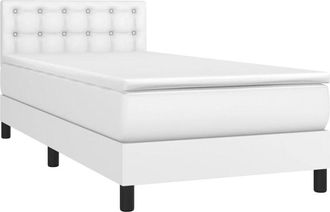 vidaXL Cama Box Spring Y Colch&oacute;n Led Cuero Sint&eacute;tico Blanco 90x200 Cm Vidaxl