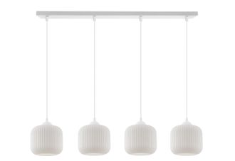 OEM L&aacute;mpara Colgante Riffle Blanca 4 Pantallas Cilindricas Planas Blancas E27