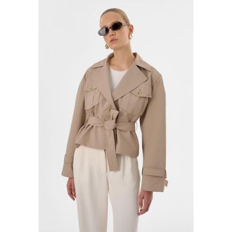 LaMarque Quinn | Cropped Trench Coat in Khaki at Nordstrom, Size Medium