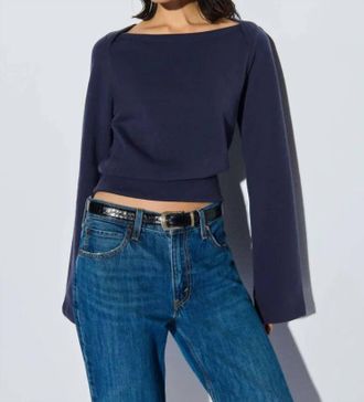 Nation Ltd Darlene Envelope Neck Sweatshirt In Navy Blue
