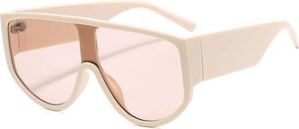 Generic Large Frame Mens Outdoor Sunglasses Vacation Sports Womens Shopping Sun Glasses(Beige)