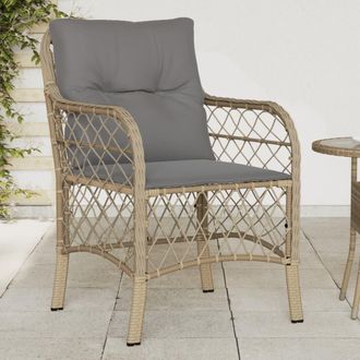 vidaXL Vidaxl - Sillones Jard&iacute;n Con Cojines 2 Uds Rat&aacute;n Sint&eacute;tico Beige Mezcla