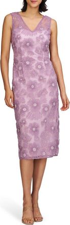 JS Collections Beaded Floral Appliqué Cocktail Sheath Dress in Pale Lilac at Nordstrom Rack, Size 2