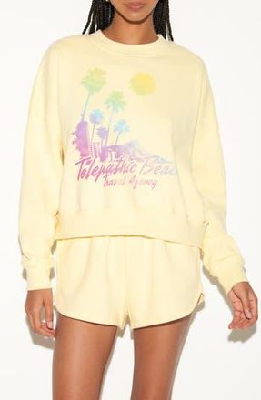 Spiritual Gangster Telepathic Palisades Cotton Graphic Sweatshirt in Mellow Yellow at Nordstrom Rack, Size X-Small