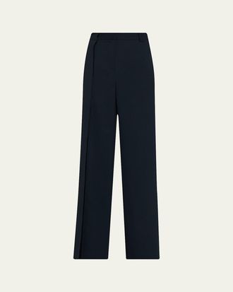 Jason Wu Asymmetric Pleat Straight-Leg Cady Trousers