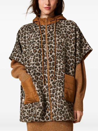 Twin-Set Jack met luipaardprint en capuchon - Bruin