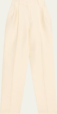 Prabal Gurung Carrot Silk Pleated Straight-Leg Trousers