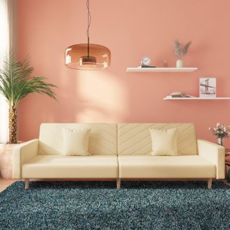 vidaXL Sof&aacute; Cama De 2 Plazas Con Dos Almohadas Tela Color Crema Vidaxl