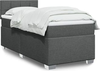 vidaXL Cama Box Spring Con Colch&oacute;n Tela Gris Oscuro 100x200 Cm Vidaxl