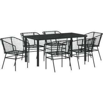 vidaXL Vidaxl - Conjunto De Comedor De Jard&iacute;n 7 Pcs Negro Rat&aacute;n Sint&eacute;tico