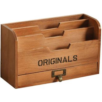 OEM Organisateur Bureau - Bois Massif - 31 X 19 X 12 Cm - Pour Bureau Etude Chambre - 1 Piece