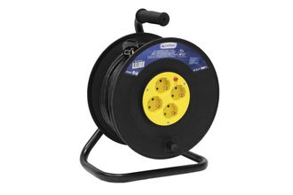 cofan Alargador Cable 4t. 50 Metros (3 X 1,5mm), Alargador De Cable El&eacute;ctrico Con Cuatro Tomas O Enchufes Y 50 Metros De Longitud. Tambor Prolongador Provis