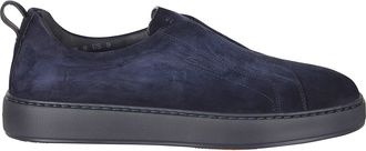 Santoni Navy S Victory Suede Slip-On Sneakers