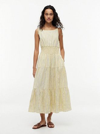 Tommy Hilfiger Vestido midi con tirantes ajustables y detalle fruncido