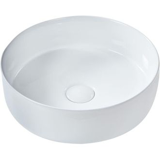 Beliani Lavabo De Encimera Ba&ntilde;o Cer&aacute;mica Redondo Blanco Brillante 36 Cm Calig