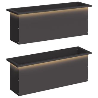 vidaXL Jardinera Para Jard&iacute;n Con Luces Led 2 Uds. Negro Vidaxl