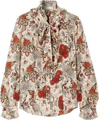 Ulla Johnson Top in seta con ruches Catroux - Toni neutri