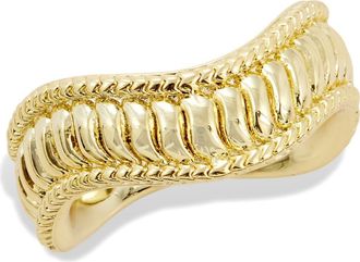 Savvy Cie Jewels CZ Wave Textured Ring in Yellow at Nordstrom Rack, Size 8