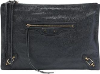 Balenciaga Pre-owned Vintage Clutch - Dames - Vintage Clutch - Grijs - ONE Size - Leer - Vintage