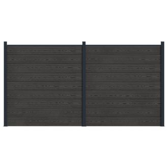 vidaXL Panel De Valla 2 Pcs Wpc Y Aluminio Negro Vidaxl
