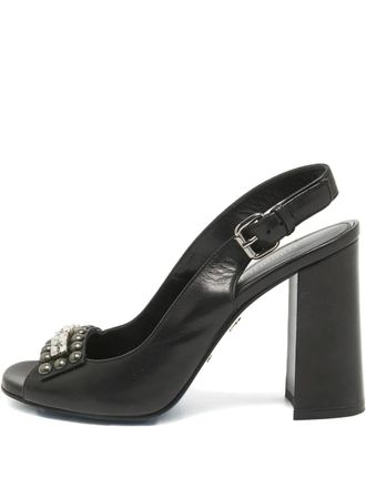Loriblu 120mm crystal stud slingback pumps - Black