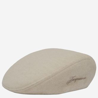 Jacquemus ACU00791AW00701 Virgin Wool Embroidered Flat Beret - Beige