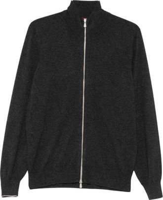 Brunello Cucinelli Cashmere Ritssluiting Vest - Heren - Truien - Grijs - Maat: S Kasjmier