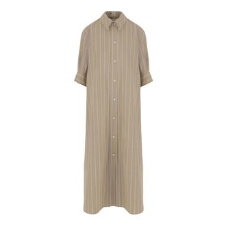 Jil Sander Kleedjes, Dames, Beige, S, Katoen, Long Dress