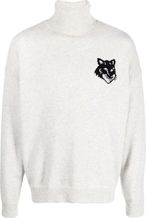 Maison Kitsun&eacute; Maglia - Heren - Coltruien - Grijs - L - Wol - Truien & Vesten