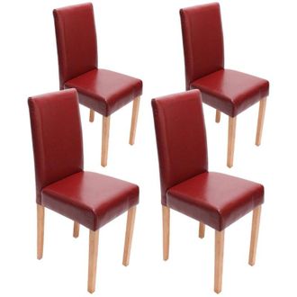 Hhg Non utilizzato] Set 4x sedie Littau pelle soggiorno cucina sala da pranzo 43x56x90cm rosso piedi chiari