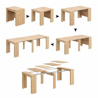 Dmora Mesa Extensible Cognolo, Consola Extensible Multiposici&oacute;n, Mesa De Comedor Multiusos, 54/239x90h77 Cm, Roble - Dmora