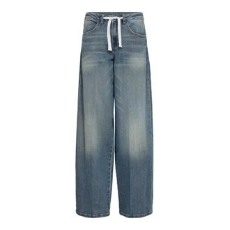 Mos Mosh Loose Fit Jeans, female, Blue, W25, High-waisted String Jeans with belt