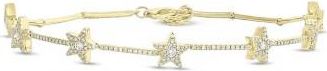 Allurez Accented Diamond Star Ankle Bracelet 14K Yellow Gold (1.00ct)