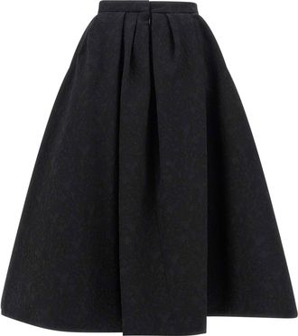 Carolina Herrera Cotton Jacquard Full Skirt - Black