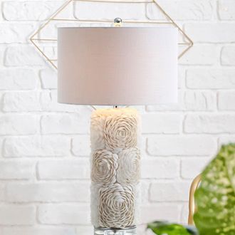 Jonathan Y Designs Rosette 28.5 Seashell/Resin/Crystal LED Table Lamp