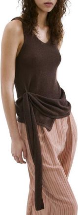 Mango Asymmetric Drape Sash Knit Top in Chocolate at Nordstrom, Size X-Small