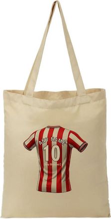 Unigift Personalised Gift - Wearside Football Fan Tote Shopping Bag (Red and White Stripes Jersey Design) Custom Name - Monkwearmouth SR5 Club