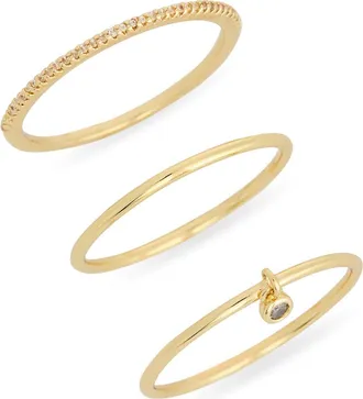 Leith Set of 3 Cubic Zirconia Skinny Band Rings in Clear- Gold at Nordstrom Rack, Size 7
