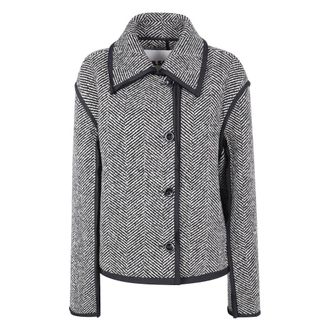 Jil Sander Jassen, Dames, Zwart, M, Wol, 72 W Trim Jacket